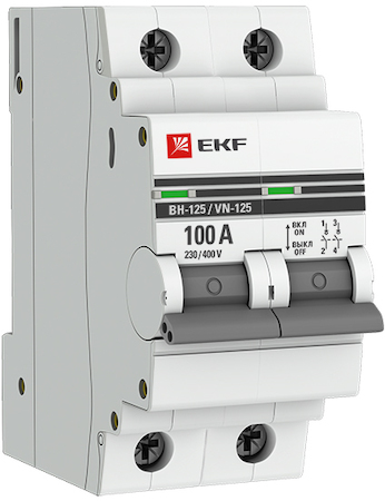 Фото EKF SL125-2-100-pro Выключатель нагрузки 2P 100А ВН-125 PROxima