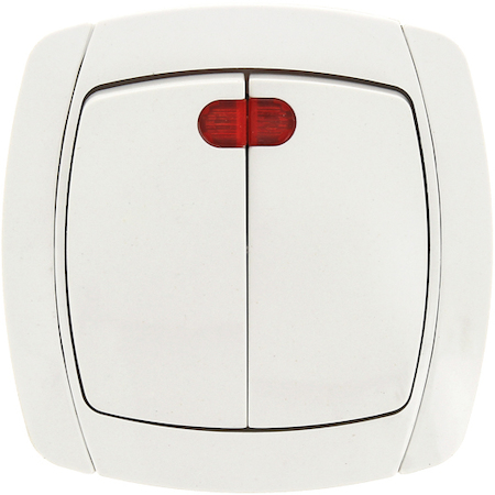 ESV10-123-10 Париж Выключатель 2-клавишный с индикатором 10А белый EKF Simple