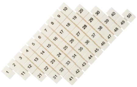 Фото EKF zb-st-2.5-1-50 Маркеры для JXB-ST 2,5 с нумерацией 1-50 (10 шт.) PROxima