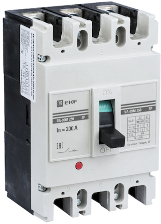 Фото EKF mccb99-250-200m Выключатель автоматический ВА-99М 250/200А 3P 25кА Basic
