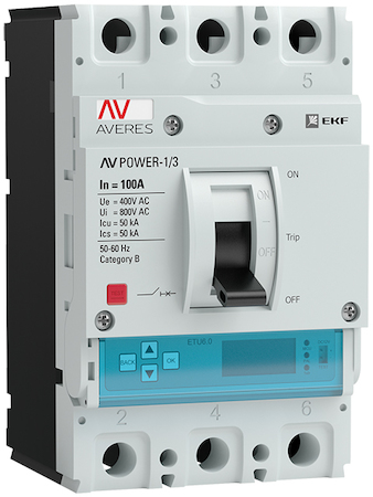 EKF mccb-13-100-6.2-av Автоматический выключатель AV POWER-1/3 100А 50kA ETU6.2