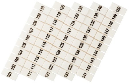 Фото EKF zb-st-2.5-100-150 Маркеры для JXB-ST 2,5 с нумерацией 100-150 (10 шт.) PROxima