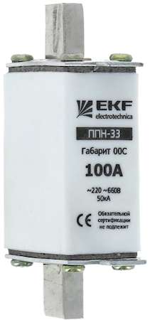 Фото EKF fus-33/100/40 Плавкая вставка ППН-33 100/40А габарит 00С PROxima