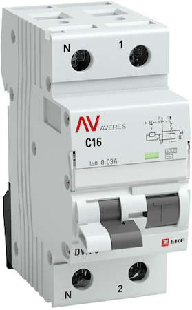 rcbo6-1pn-25D-100-a-av Дифференциальный автомат DVA-6 1P+N 25А (D) 100мА (A) 6кА EKF AVERES