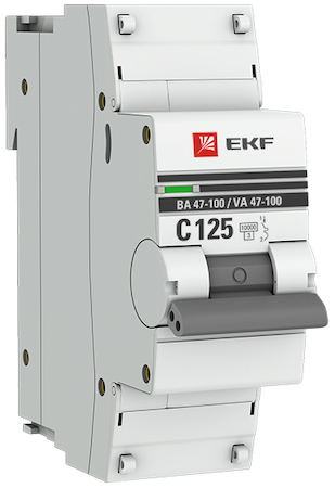 mcb47100-1-125C-pro Автоматический выключатель 1P 125А (C) 10kA ВА 47-100 EKF PROxima
