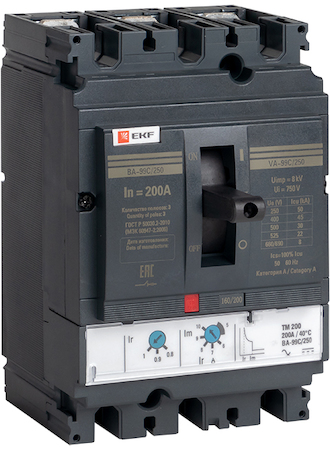 Фото EKF mccb99C-250-200 Выключатель авт. 3п ВА-99C 250/200А 45кА