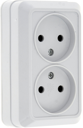 Фото EKF ENR10-102-10 Рим Розетка 2-местная 10А без заземления белая