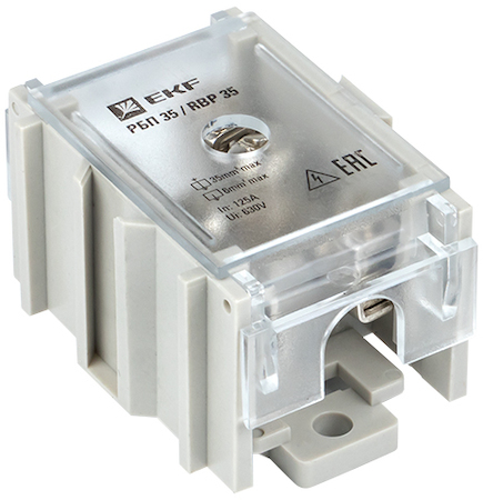 Фото EKF RBP-35-50 Распределительный блок проходной РБП 35 (1х35-4х6 мм2) 125/50А PROxima