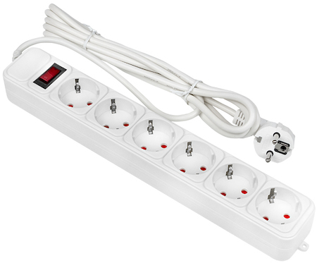 UFP10-375-6-03 Сетевой фильтр 6*3м 10А/2,2 кВт с выкл. c/з ПВС 3х0,75 Блокбастер EKF PROxima