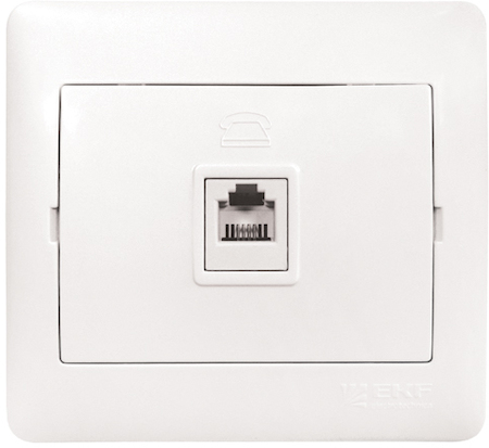 ELT01-034-10 Розетка Phone 1-мест. бел. София EKF Simple