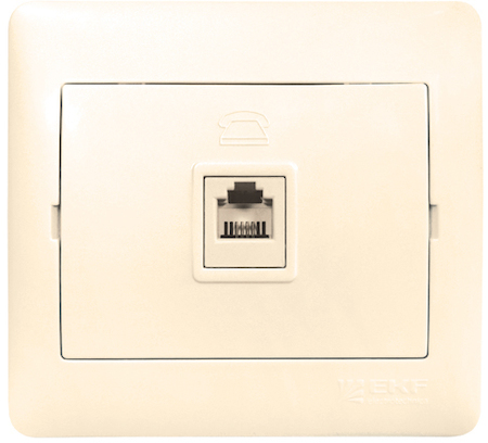 ELT01-034-20 Розетка Phone 1-мест. беж. София EKF Simple