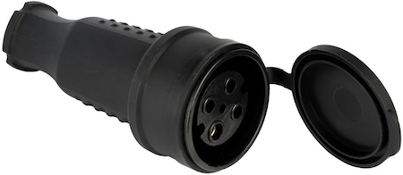 RPS-022-32-380-44 Розетка переносная с защитной крышкой каучуковая 380В 3P+PE 32A IP44 EKF