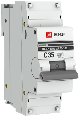 mcb47100-1-35C-pro Автоматический выключатель 1P  35А (C) 10kA ВА 47-100 EKF PROxima