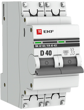 mcb4763-6-2-40D-pro Автоматический выключатель 2P 40А (D) 6кА ВА 47-63 EKF PROxima