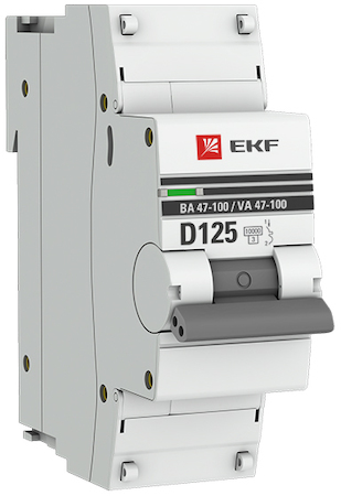 mcb47100-1-125D-pro Автоматический выключатель 1P 125А (D) 10kA ВА 47-100 EKF PROxima