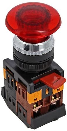 pbn-aela-1r-380 Кнопка AELA-22 красная с подсветкой NO+NC 380В Грибок EKF PROxima