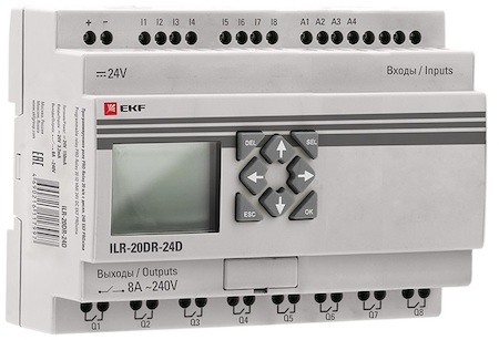 ILR-20DR-24D Программируемое реле 20 в/в с диспл. 24В PRO-Relay EKF PROxima