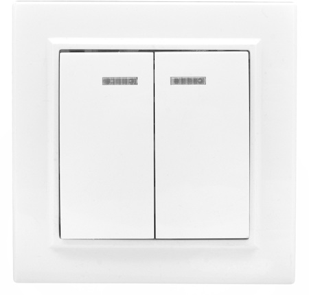 Фото EKF ERV10-123-10 Выключатель 2-кл. СП Минск 10А с индикатором бел. Basic