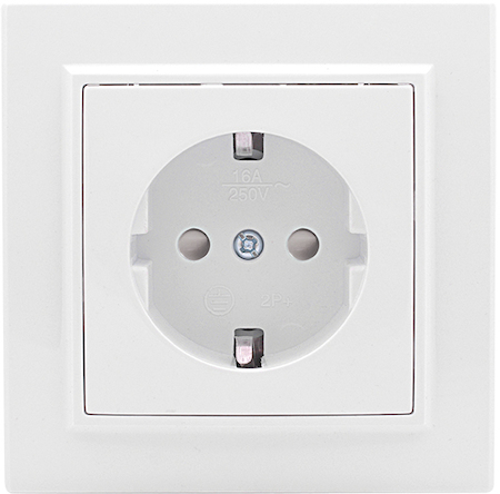 Фото EKF ERR16-028-100 Розетка 1-м СП Минск 16А защ. шторки с заземл. бел. Basic