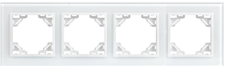 ERM-G-404-10 Минск Рамка 4-местная стеклянная белая EKF Basic