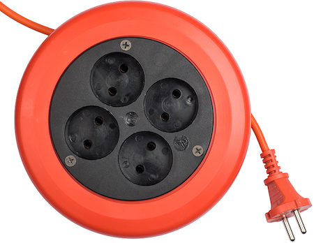 Фото EKF UBR-6-257-4-5 Удлинитель-рулетка 4*5 м без заземления ПВС 2*0,75 10А/2,3кВт PROxima
