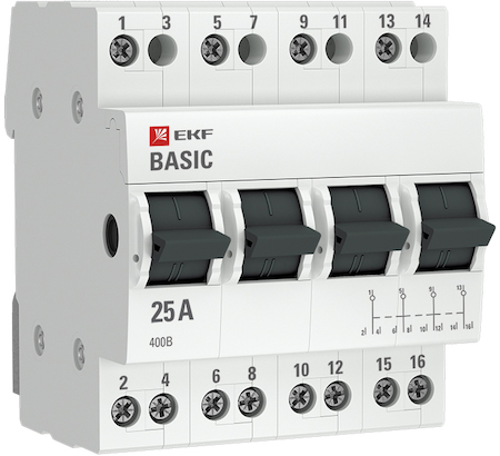 tps-4-25 Трехпозиционный переключатель 4P 25А EKF Basic