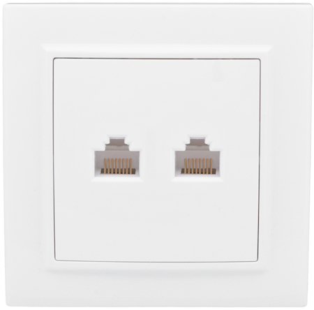 ERK02-035-10 Розетка RJ-45 2-местная СП Минск  белая EKF
