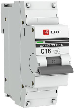 mcb47100-1-16C-pro Автоматический выключатель 1P  16А (C) 10kA ВА 47-100 EKF PROxima