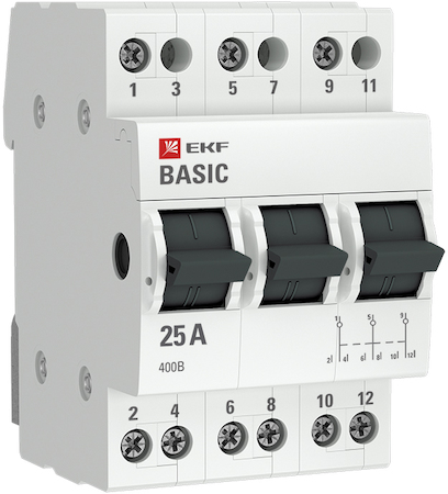 tps-3-25 Трехпозиционный переключатель 3P 25А EKF Basic