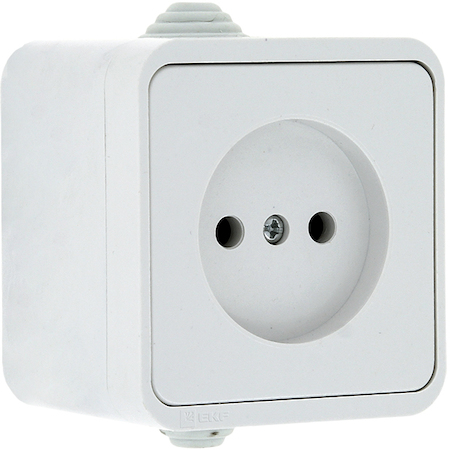 EKR10-022-10-44 Прага Розетка 1-местная 10А без заземления IP44 белая EKF
