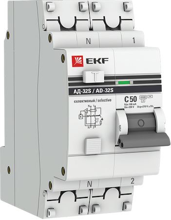 Фото EKF DA32-50-100S-pro Дифференциальный автомат АД-32 (селективный) 1P+N 50А/100мА PROxima