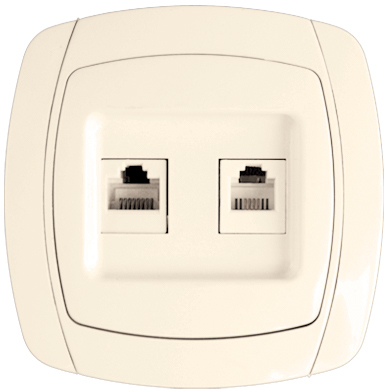 ESK01-135-20 Париж Розетка RJ-45+Phone 1A 120В бежевая EKF Simple