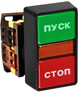 Фото EKF pbn-as-rec Кнопка AS-22N Пуск-Стоп прямоугольная 220В NO+NC PROxima