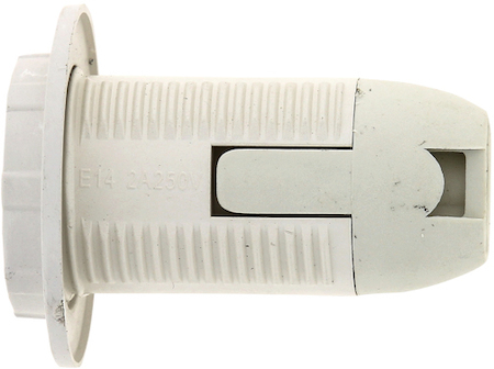 LHP-E14-r Патрон Е14 пластиковый с кольцом термостойкий пластик бел. EKF PROxima