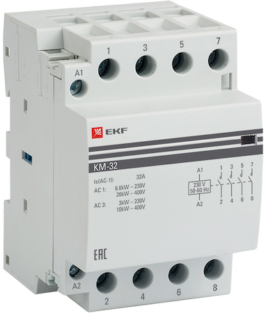 Фото EKF km-3-32-40 Контактор мод. КМ 32А 4NО (3 мод.)
