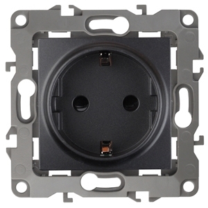 ERA Б0014679 12-2101-05 Эл/ус ЭРА Розетка 2P+E Schuko, 16A-250В, IP20, Эра12, антрацит
