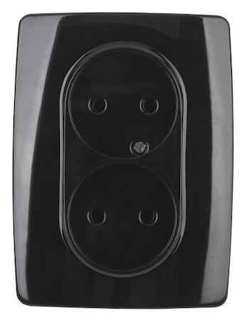 ERA Б0031243 12-2107-06 Эл/ус ЭРА Розетка 2X2P, 16A-250В, IP20, Эра12, чёрный