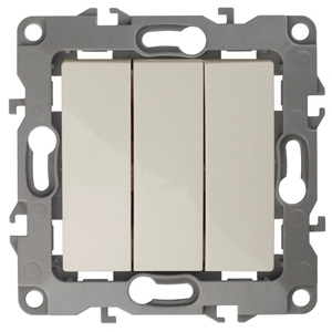 ERA Б0014670 12-1107-02 Эл/ус ЭРА Выключатель тройной, 10АХ-250В, IP20, Эра12, слоновая кость