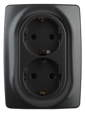 ERA Б0031232 12-2106-05 Эл/ус ЭРА Розетка 2X2P+E Schuko, 16A-250В, IP20, Эра12, антрацит