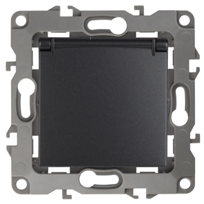 ERA Б0014697 12-2103-05 Эл/ус ЭРА Розетка 2P+E Schuko со шторками с крышкой, 16A-250В, IP20, Эра12, антрацит