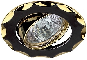 ERA C0043689 KL12A GU/G Светильник ЭРА литой пов. "звезда" MR16,12V/220V, 50W черный металл/золото