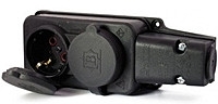 ERA Б0030222 K-2e-IP44 ЭРА Колодка 2гн, c заземл., каучук, IP44