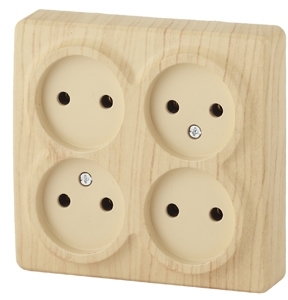 ERA Б0020708 11-2210-11 Эл/ус ЭРА Розетка 4х2P, 16A-250В, IP20, ОУ, Эра Эксперт, сосна