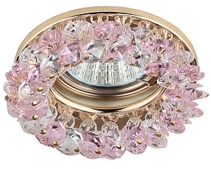 ERA C0043795 DK16 GD/WH/PK Светильник ЭРА декор "круглый  с мелкими хрусталиками" золото/прозрачный розовый