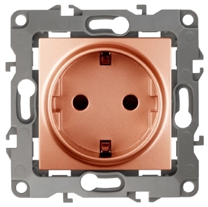 ERA Б0019325 12-2102-14 Эл/ус ЭРА Розетка 2P+E Schuko со шторками, 16A-250В, IP20, Эра12, медь