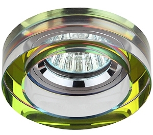 ERA Б0002185 DK38 CH/MIX Светильник ЭРА декор  кругл "толст.стекло" MR16,12V/220V, 50W, хром/мультиколор (3/30/84