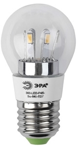 ERA Б0008473 ЭРА 360-LED P45-5w-840-E27 (10/50/2400)