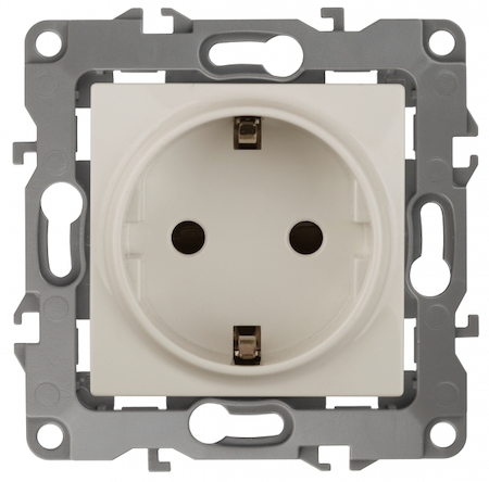 ERA Б0029235 12-2011-02 Эл/ус ЭРА Розетка 2P+E Schuko, 16A-250В, IP20, винт, без м.лапок, Эра12, слоновая кость