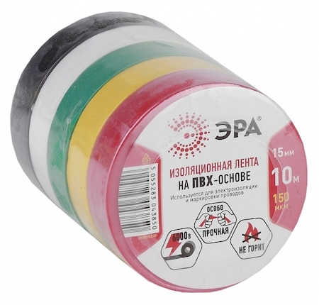 ERA C0038781 43966/43959 Из.лента ЭРА ПВХ-изолента 15мм*10м  5цветов