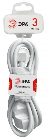 ERA Б0026327 U-1-3m Удлин-ль ЭРА без заземл, 2x0.75мм2, 1гн, 3м